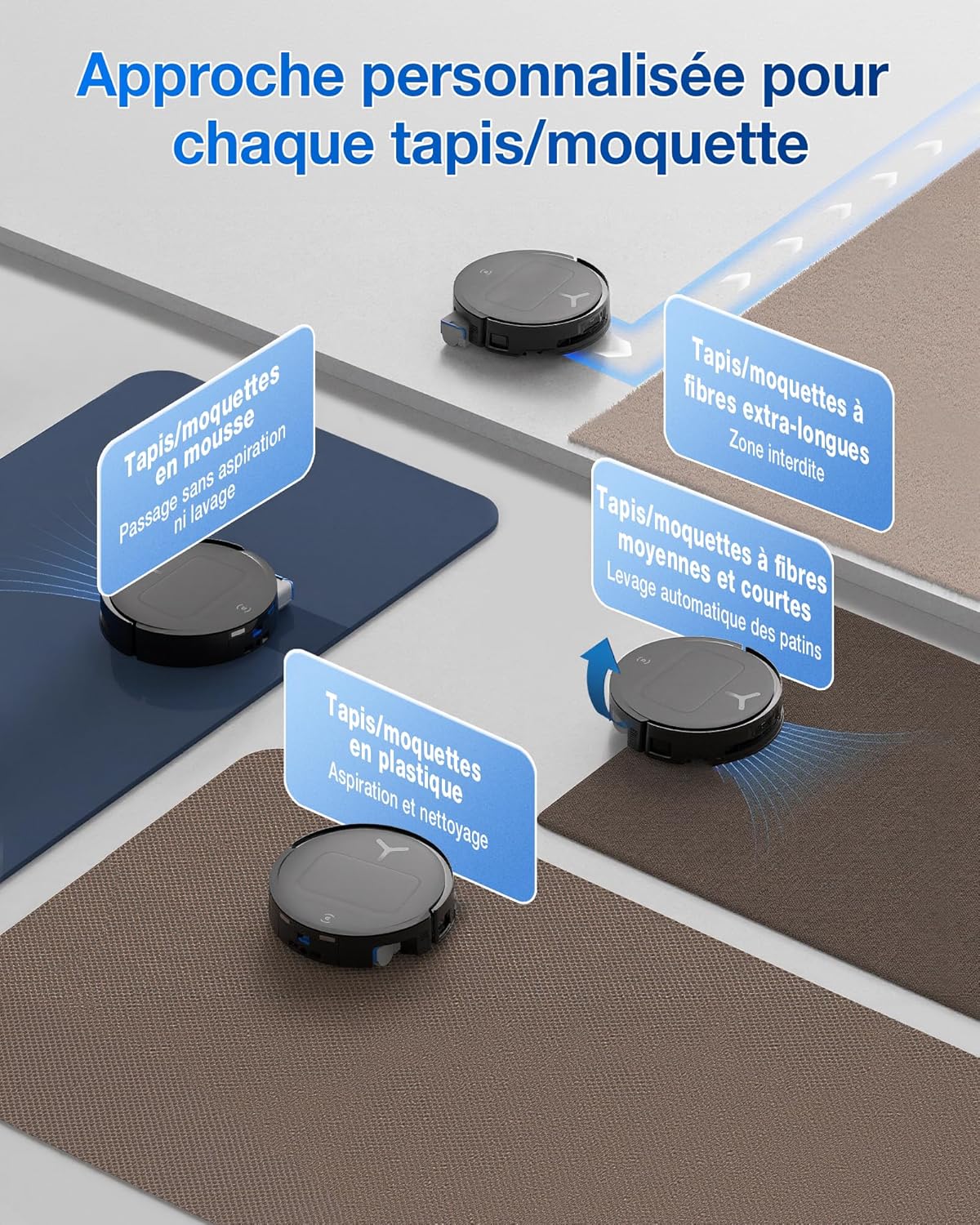 ECOVACS DEEBOT T80 Omni Robot Aspirateur Laveur, 18 000 Pa, Nettoyage Automatique instantané OZMO Roller, ZeroTangle 3.0, Lavage à l'eau Chaude 40-75 ℃, Séchage à air Chaud, Noir