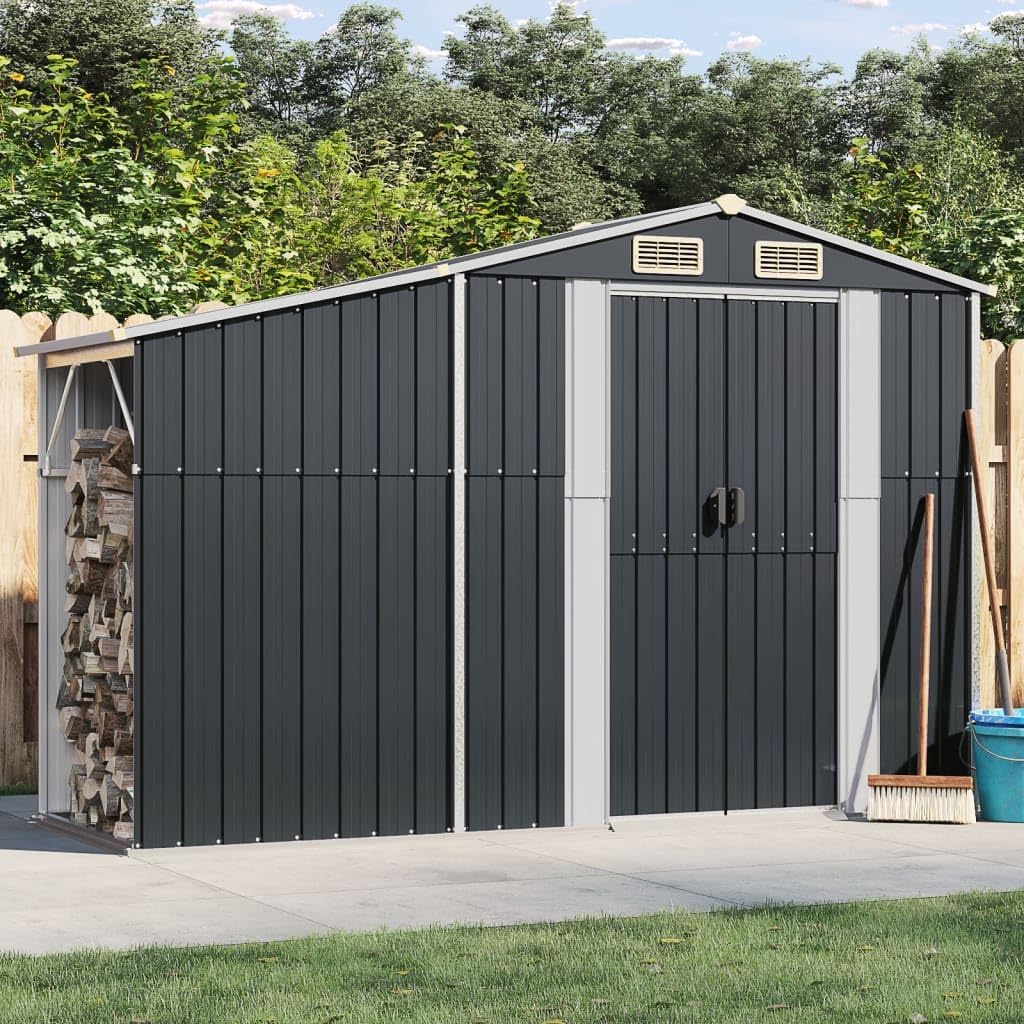 vidaXL Abri de Jardin, Cabane à Outils avec Poignées, Remise à Outils avec Toit, Abri de Rangement Terrasse, Anthracite 277x93x179 cm Acier Galvanisé