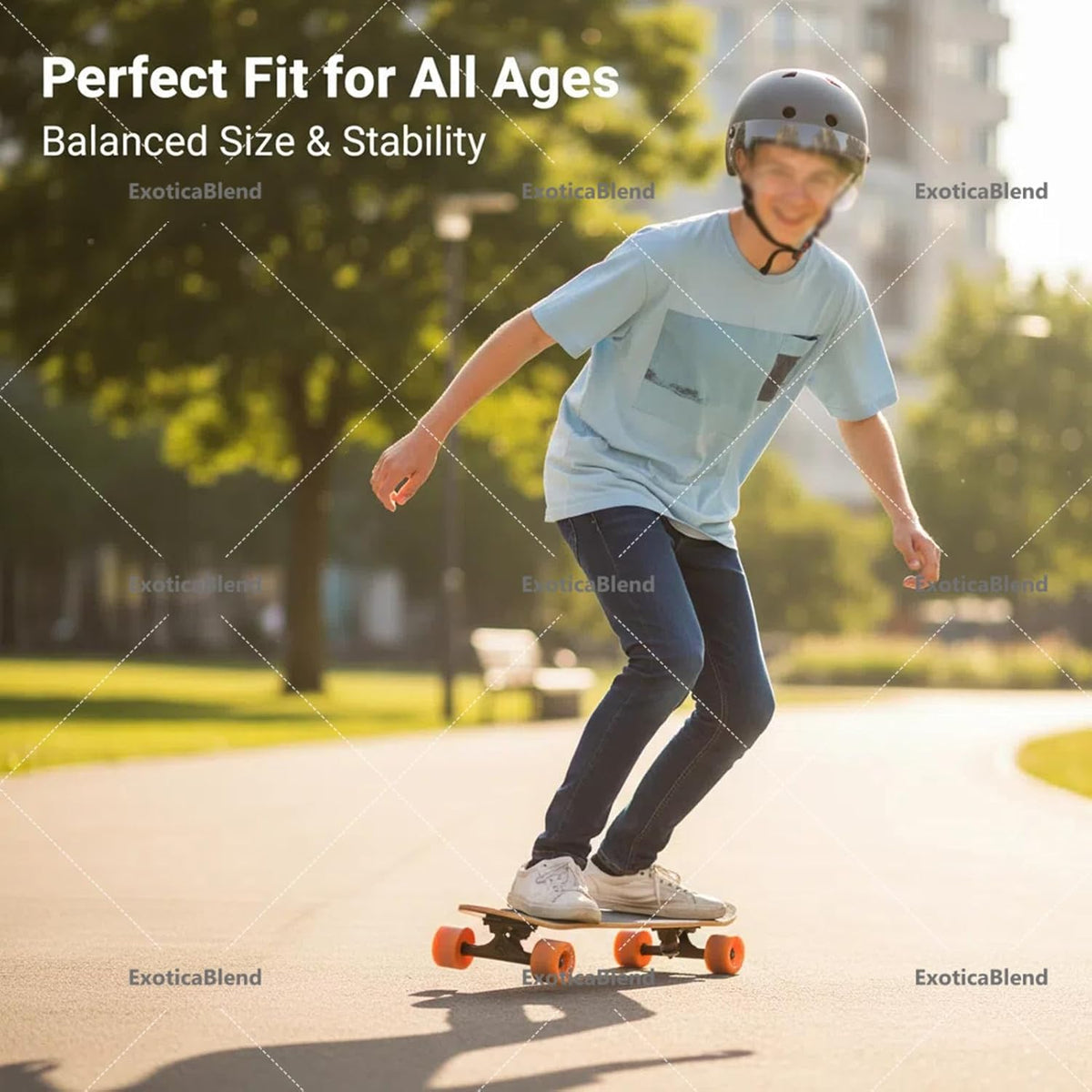 ExoticaBlend Skateboard Électrique avec Télécommande, Vitesse Maximale de 22 Km/h, Grande Autonomie, Freinage Progressif, Poignée de Transport Pratique, Convient Aux Adultes