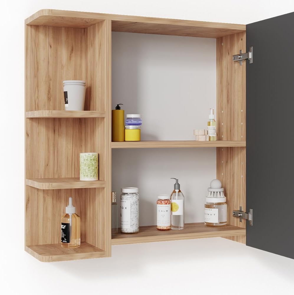Vicco Ensemble de Meubles de Salle de Bain Fynn, Chêne/Anthracite, 2 Parties