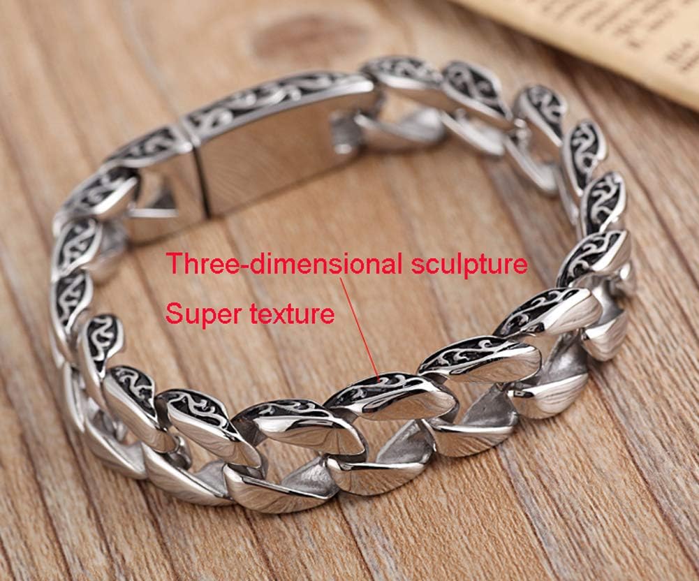 ZEDARO Chaîne de Bracelet pour Homme en Argent Sterling 925 Robuste, Bijoux Hip-hop Bracelet Cadeau pour Petit ami dominateur