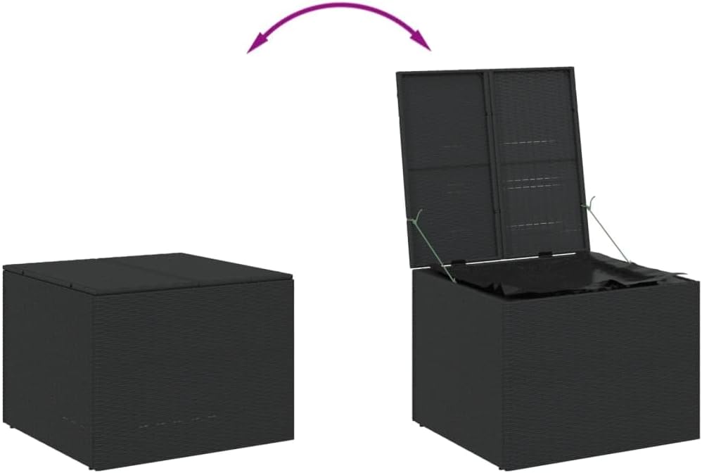 Canditree 291L Coffre de Rangement Extérieur en Résine Tressée, Coffre à Coussins Boîte de Rangement pour Jardin Patio (Noir)