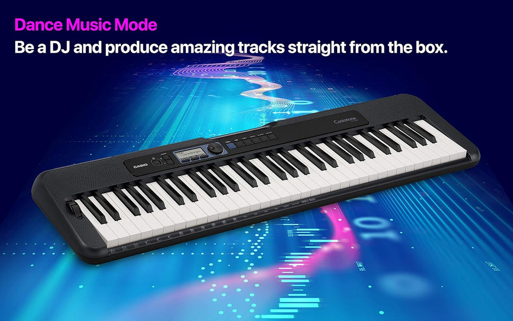 CT-S300AD 61 Touches Tactiles Touches, Pitch-Bend Wheel Clavier Electronique Portable Noir avec Adaptateur AC inclus