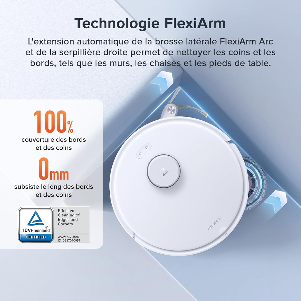 roborock Qrevo Curv S5X Robot Aspirateur Laveur, 18 500 Pa, Anti-enchevêtrement, Brosse et Serpillière Extensibles, 75℃ Lavage de Serpillière à l'eau Chaude, Station Multifonctionnelle 3.0, APP