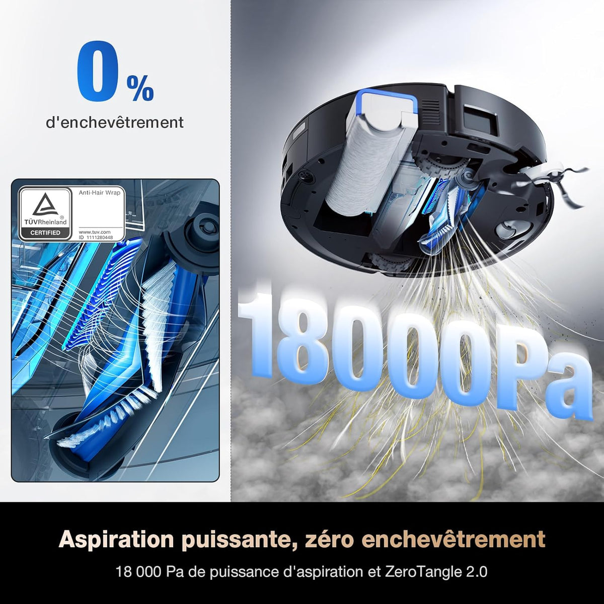 ECOVACS X8 Pro Omni Robot Aspirateur Laveur avec Station Tout-en-Un, Puissance 18000Pa, Nettoyage Auto Instantané OZMO Roller, Nettoyage à l'eau Chaude, Ajout Automatique Solution de Nettoyage