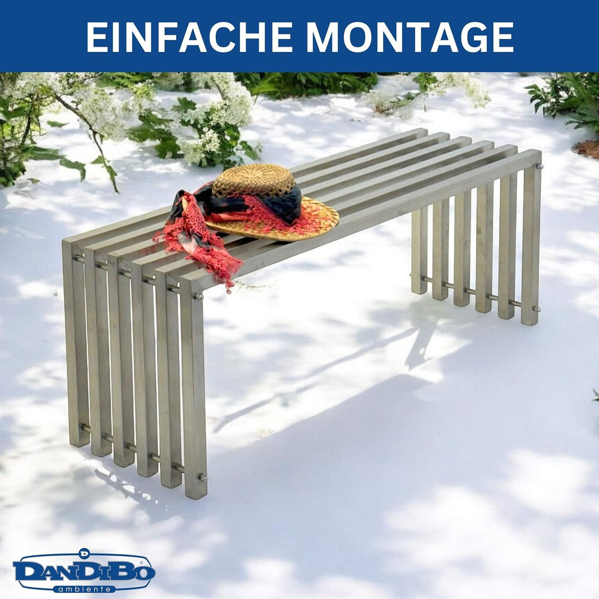 DanDiBo 96607 Banc de jardin résistant aux intempéries en acier inoxydable massif 115 cm