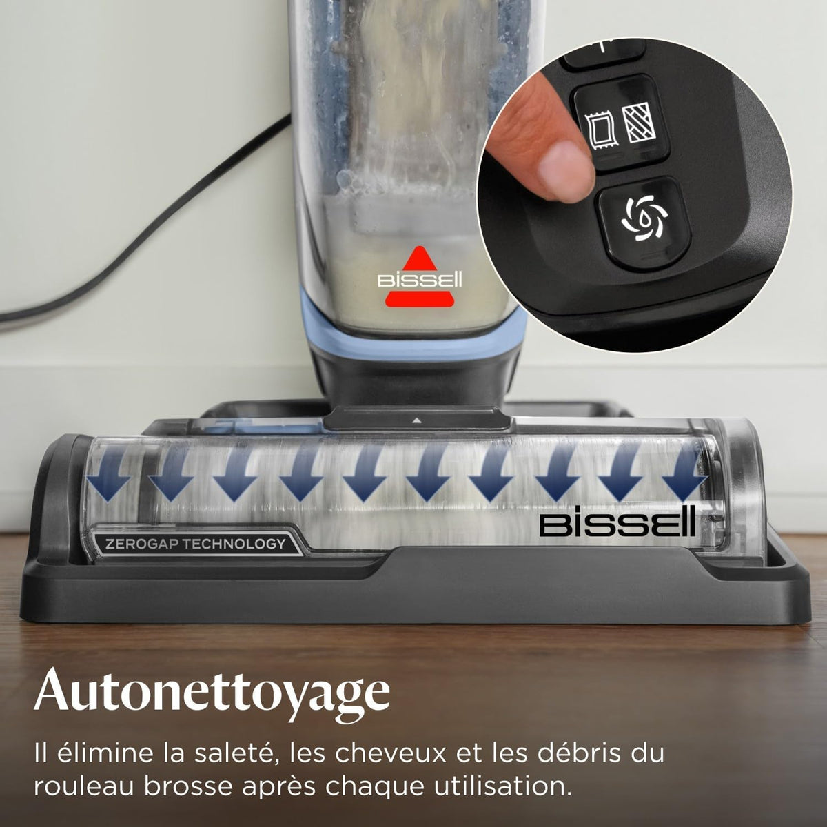 Bissell CrossWave Edge, Aspirateur Laveur, Nettoyeur Multi-Surfaces avec Système Auto-Nettoyant, Aspirateur a Eau Filaire ZeroGap, pour Sols Durs & Tapis, Câble 7.5m, 4088N