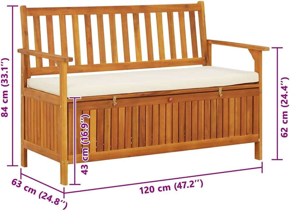 vidaXL Banc de Rangement de Jardin Siège Coffre Stockage Bois d'Acacia Massif