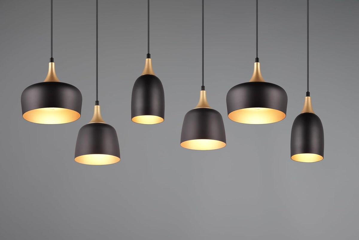 Trio Suspension Chiraz 310500632, métal noir mat/doré, sauf 6x E14