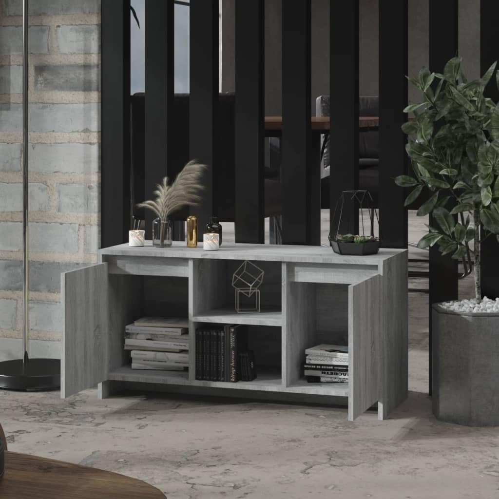 Lauuoeriau Meuble TV pour maison et jardin, gris Sonoma, 102 x 37,5 x 52,5 cm, bois d'ingénierie