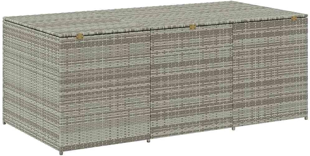 vidaXL Boîte de Rangement de Jardin Coffre de Rangement d'Extérieur Banc de Rangement Stockage Arrière-Cour Résine Tressée 180x90x70 cm Gris