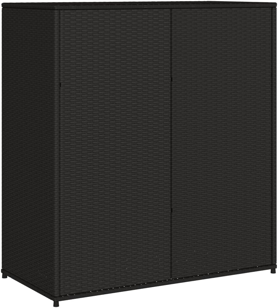 ShGaxin Armoire de rangement de jardin en rotin PE noir 105 x 55 x 113 cm, armoire extérieure de jardin, meubles de jardin extérieur - 365563
