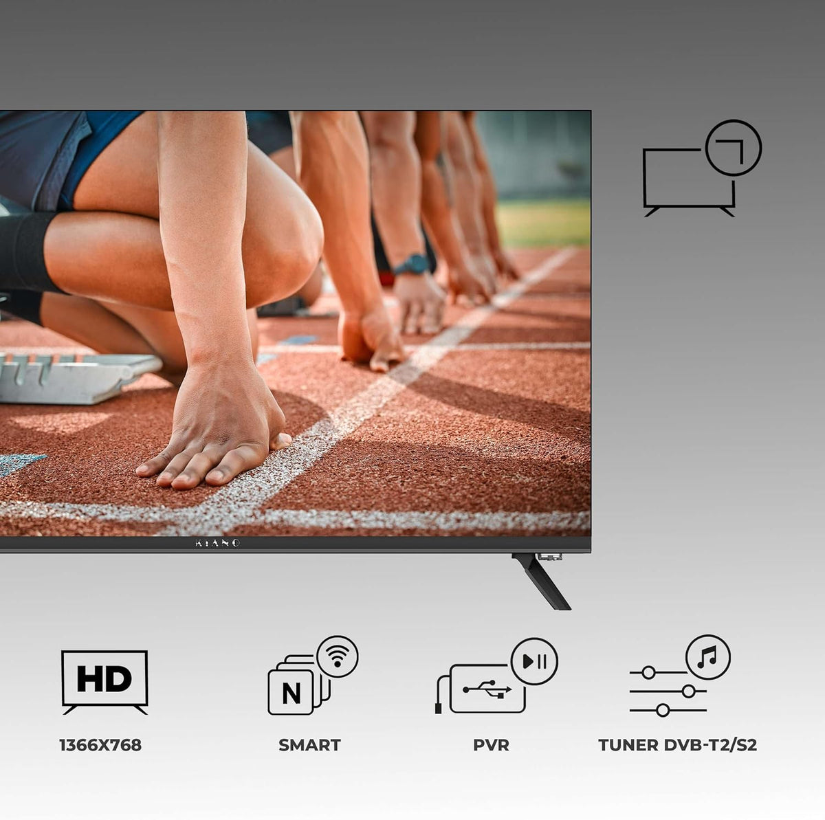 KIANO Téléviseur Intelligent 43" Elegance – 4K UHD (3840x2160) avec HDR10 – Android 11, Wi-FI, Bluetooth – Triple Tuner DVB-T2/C/S2, Dolby Audio – 2 Ports HDMI, 2 Ports USB, Port CI – VESA