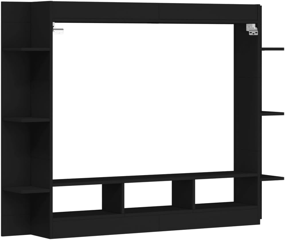 LLEZKBR Armoires et rangement-Meuble TV en bois d'ingénierie Noir 152 x 22 x 113 cm