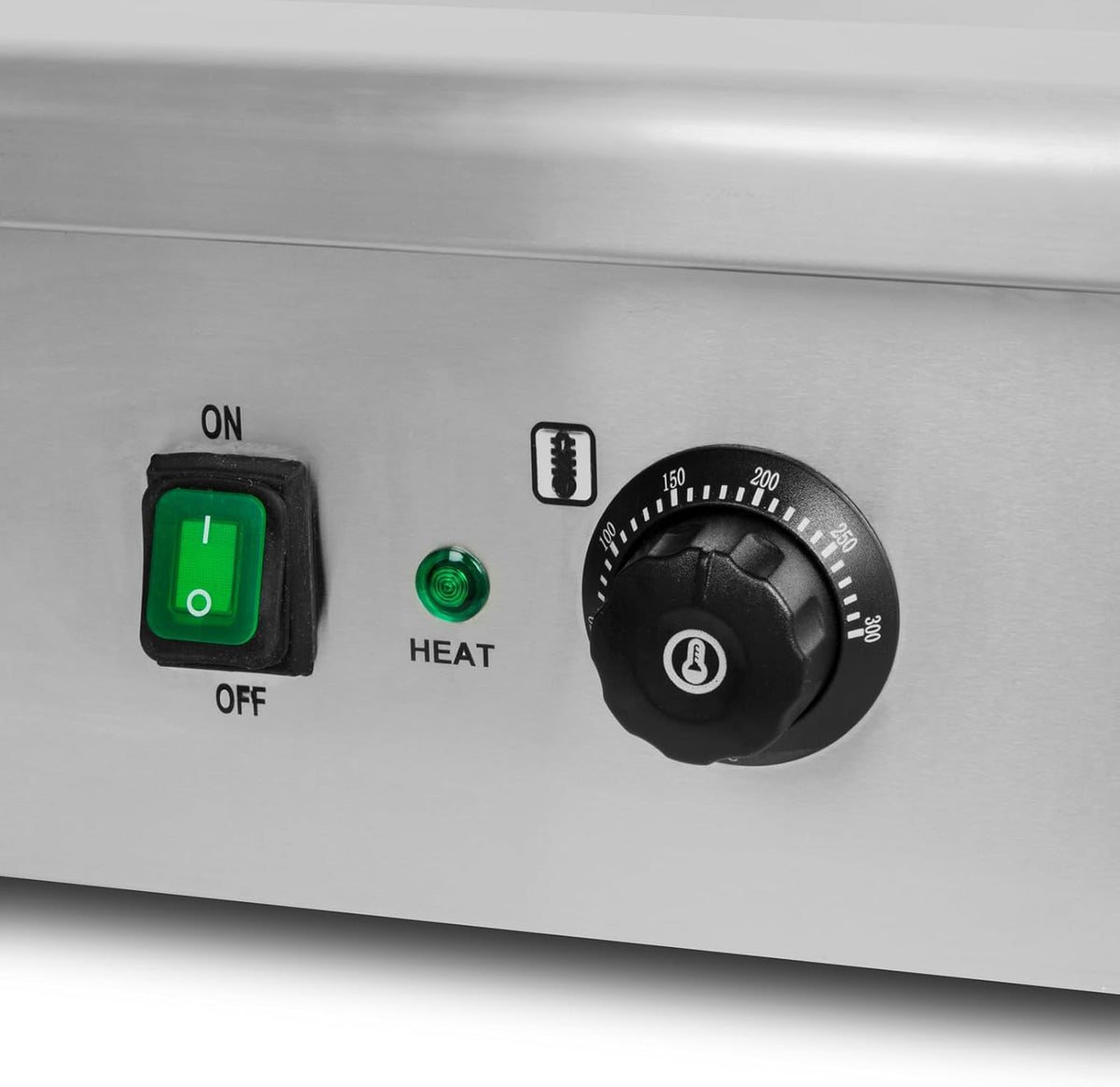 vertes Plancha Électrique Professionnelle 4400W en Acier Inoxydable Surface de Gril avec Rainures 74x41cm, 2x Thermostat, 2x Température 50-300C, Protection Contre les Éclaboussures