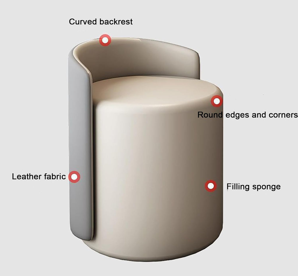 Tabouret de coiffeuse pivotant à 360 ° avec dossier bas pour chambre à coucher et étude, siège confortable gris pour beauté et toilettage