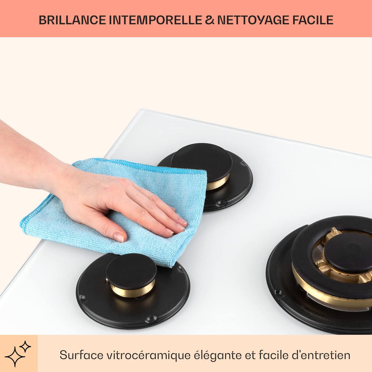 Klarstein Table de Cuisson à Gaz 5 Brûleurs, Plaque Électrique 5 Feux 10400W, Cuisinière Avec Brûleurs en Acier Inoxydable, Compatible GPL