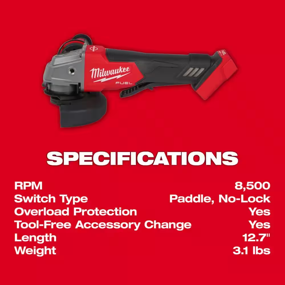 M18 FUEL 18V Lithium-Ion Brushless Cordless 4-1/2 in./5 in. Grinder w/Paddle Switch (Tool-Only)