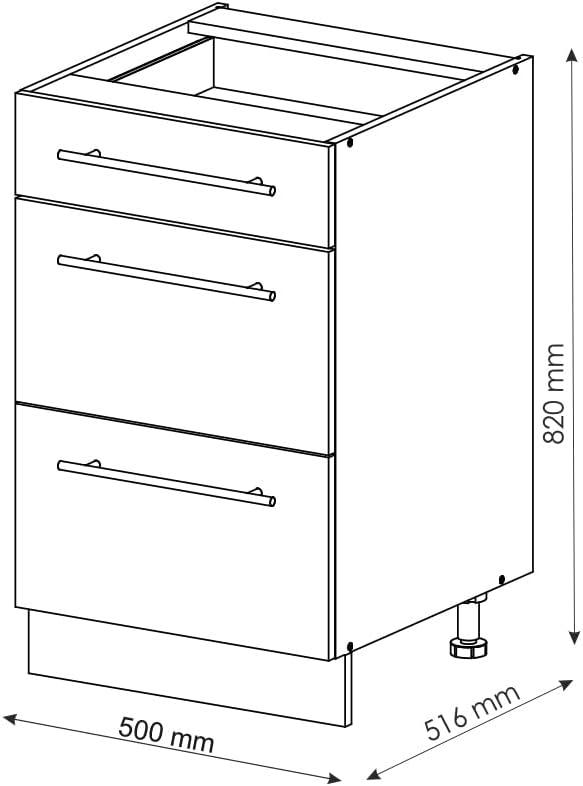 Vicco Meuble Cuisine Fame-Line, Chêne de Force doré/Anthracite, 50 cm sans Plan de Travail