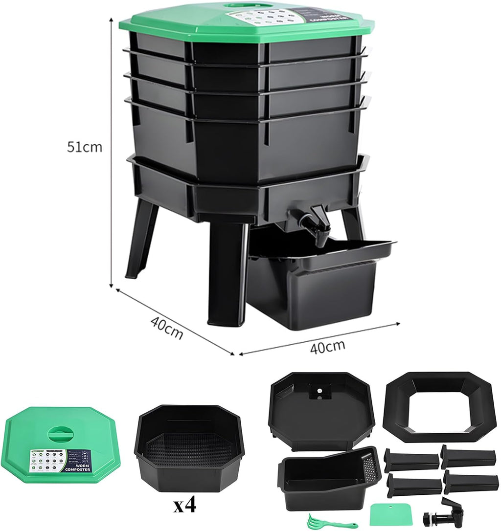 Kit de composteur avec système de drainage pour recyclage efficace des déchets alimentaires et vermiculture
