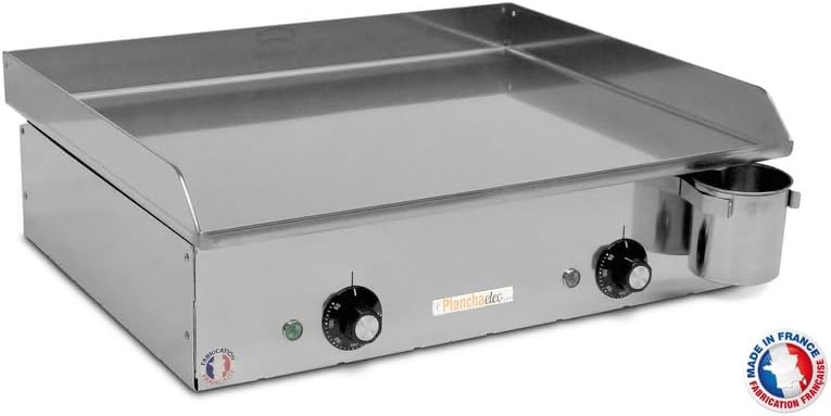 PLANCHAELEC - Pack Complet Plancha Electrique NEO E530-2400W - Chariot + Accessoires - Inox - Thermostat Réglable - 8 Personnes - Made In France - L53 X P43 X H18 cm