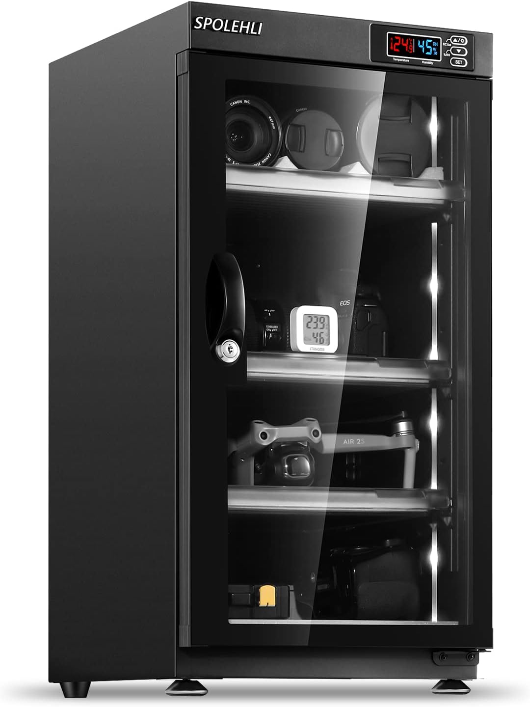 Armoire sèche pour appareils Photo 55L Déshumidificateur de Produits électroniques Armoire à Test d'humidité avec lumières LED