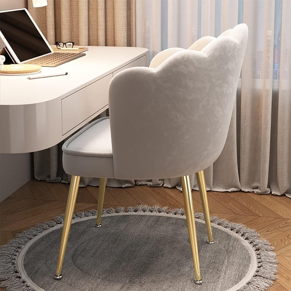 Tabouret à dossier moderne du milieu du siècle avec siège rembourré doux – Élégant festonné pour salle à manger, chambre à coucher, chaise de coiffeuse pour plus de confort et d'élégance