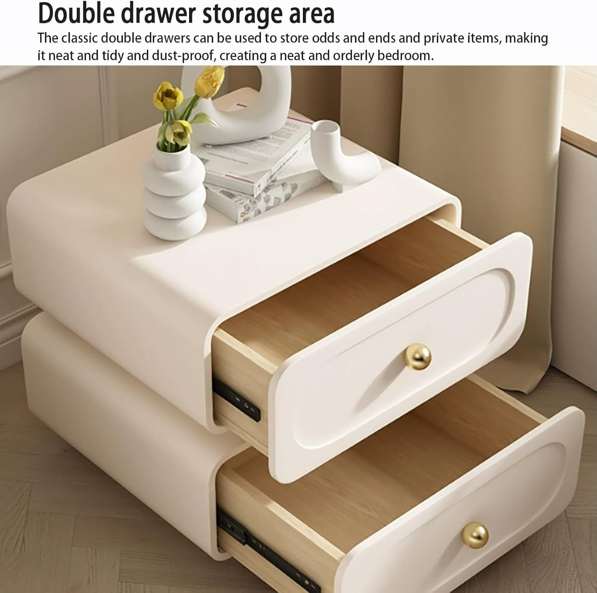 Table de chevet moderne et minimaliste en bois massif pour chambre à coucher, table de chevet blanche avec tiroirs de rangement, commode de chambre à coucher, table de chevet en bois, armoire de