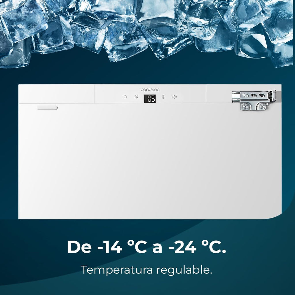 Cecotec Mini Congélateur Intégrable de 101 L Bolero Coolmarket TF BI 101 White E. Écran Tactile, Fast Freezing, Porte Réversible, Température Réglable -14 °C à -24 °C, LED Intérieur, Alarme