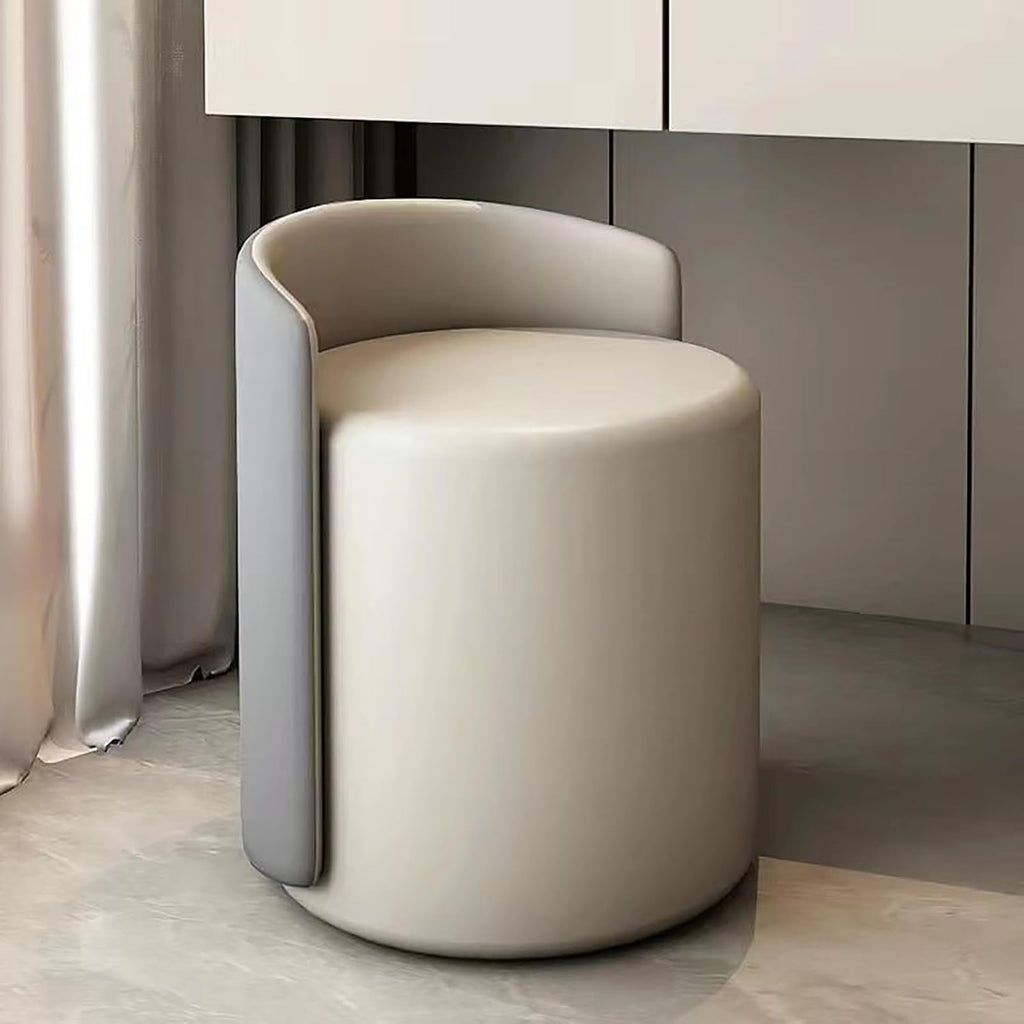 Tabouret de coiffeuse pivotant à 360 ° avec dossier bas pour chambre à coucher et étude, siège confortable gris pour beauté et toilettage
