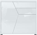 Vladon Buffet Benny, Commode avec 2 Portes et 2 tiroirs, Blanc Mat/Blanc Haute Brillance (79 x 74 x 36 cm)