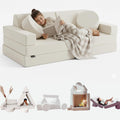 Canapé Enfant Convertible - Chauffeuse 2 Places Transformable en Lit d'Appoint, Aire de Jeu, Fauteuil, Matelas de Sol - Idéal Cadeau Enfants - Possibilités de Jeux Infinies (Blanc Crème, 2 Places)
