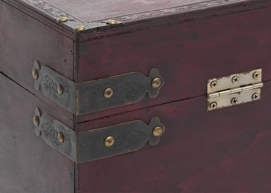 Mendler Coffre bois de décoration Valence aspect antiquité 49x77x47cm carré