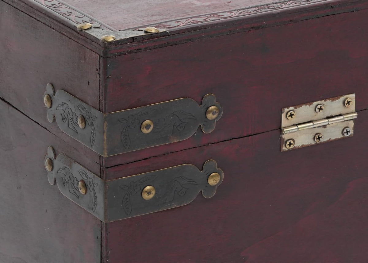 Mendler Coffre bois de décoration Valence aspect antiquité 49x77x47cm carré