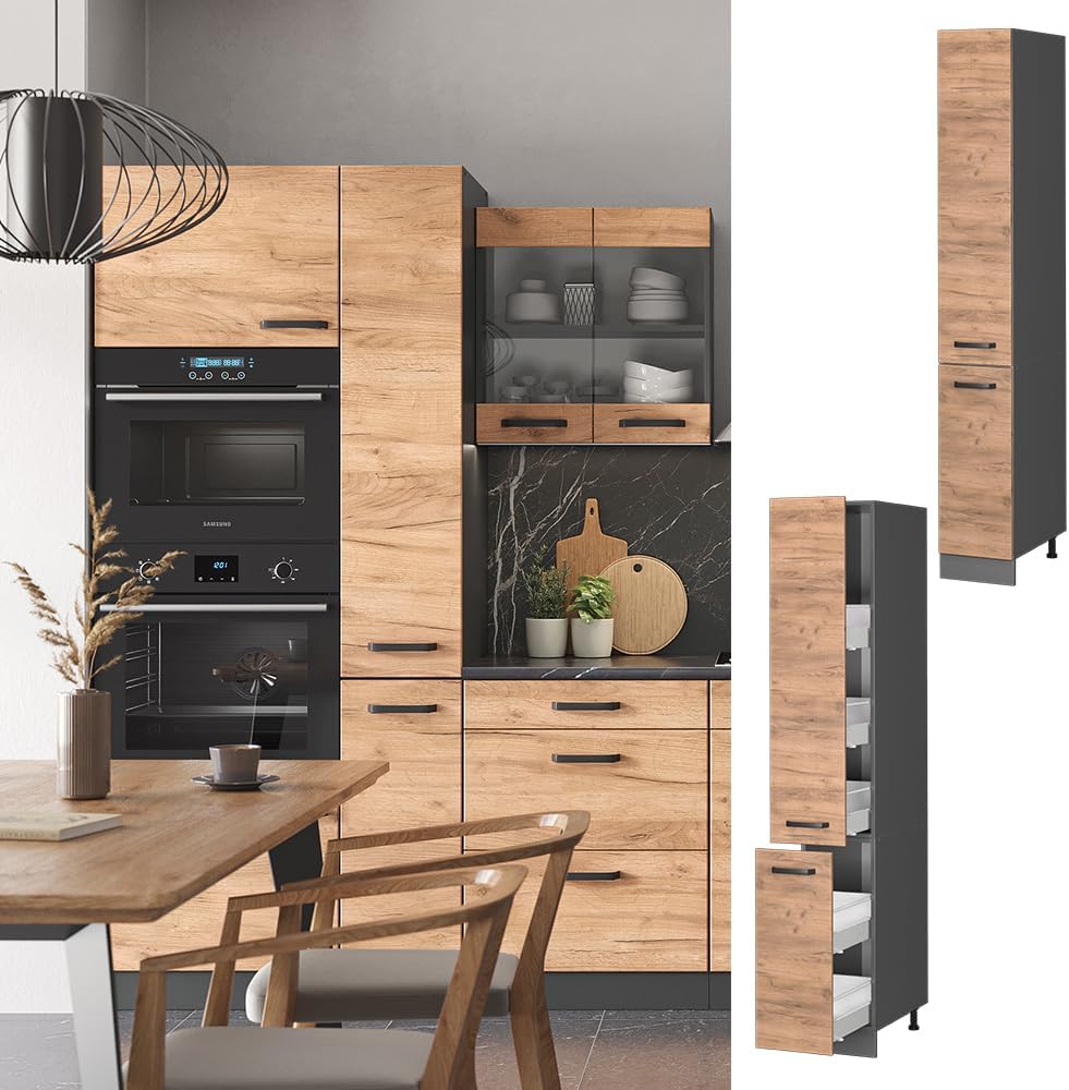 Vicco Meuble Haute de Cuisine R-Line, Chêne de Force doré/Anthracite, 30 cm