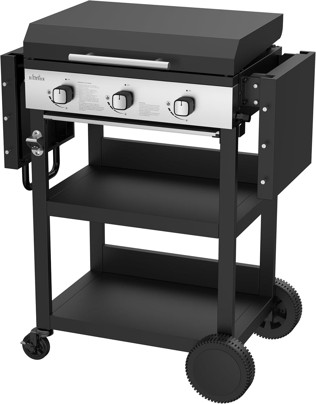 BIGHORN Plancha gaz de 3 brûleurs avec chariot et couvercle;7.2kw