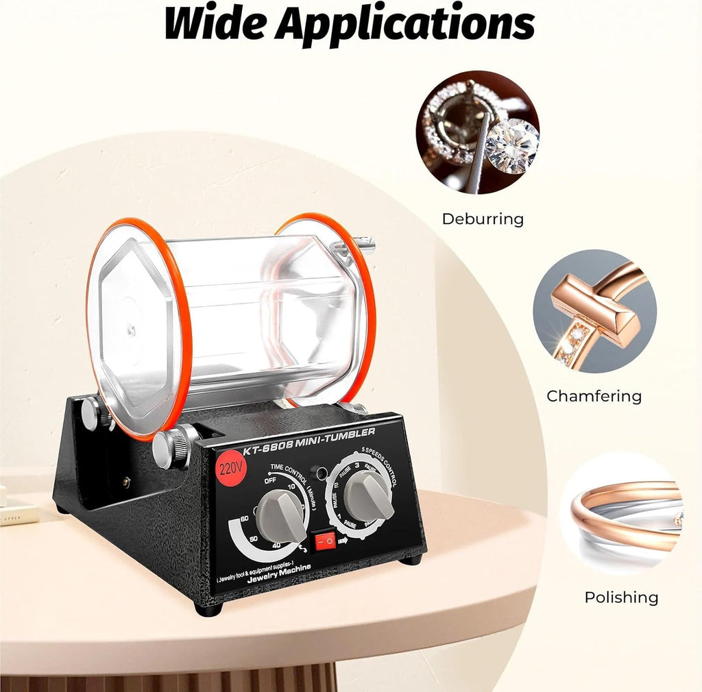 Polisseuse électrique for bijoux, machine à polir rotative avec minuterie, 5 vitesses réglables, perles de polissage Outils de bricolage