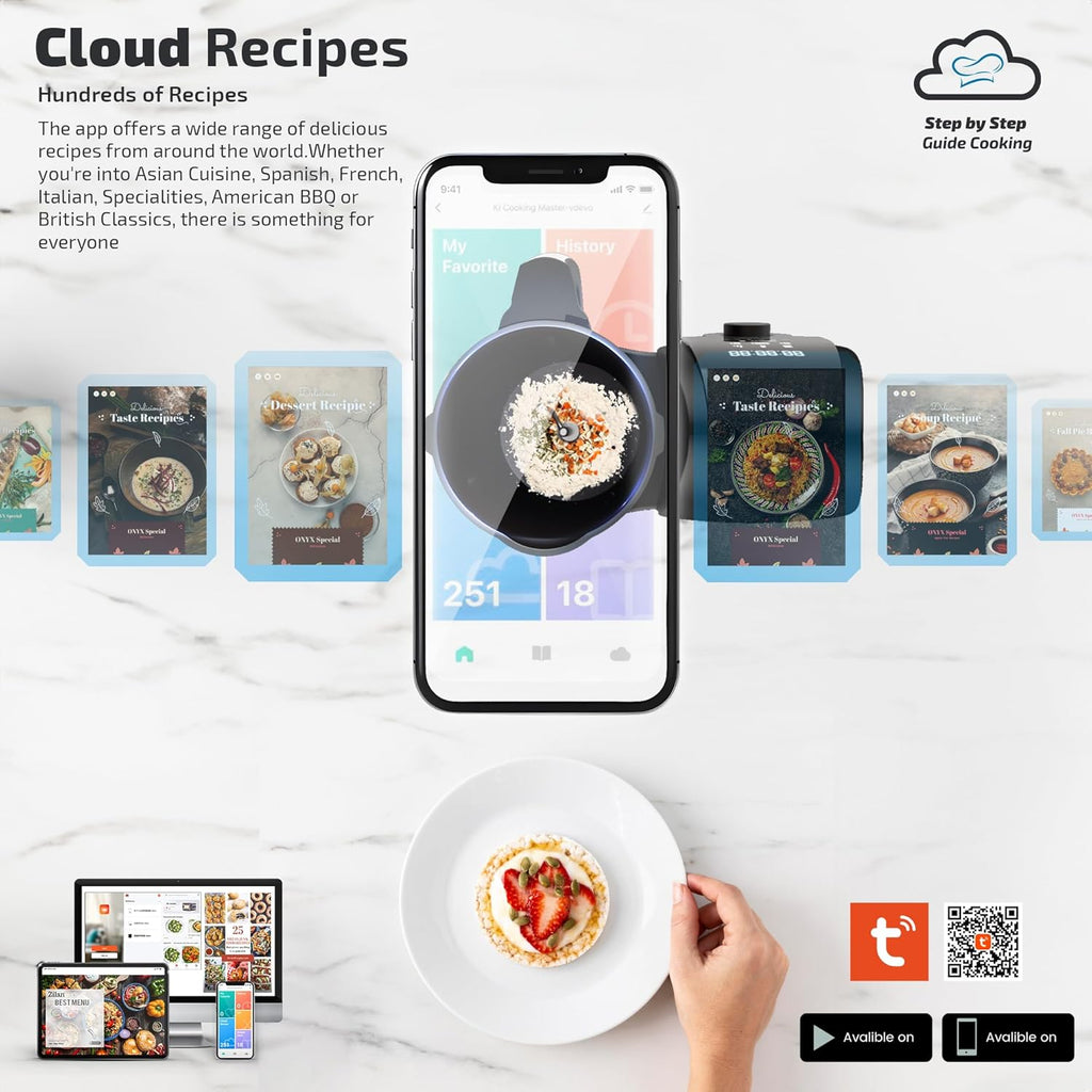Zilan ONYX Thermo Robot, robot de cuisine multifonction Wi-Fi, 30 Fonctions, Écran LED Numérique, Balance Intégrée, 3,3 L, 1700 W, Black