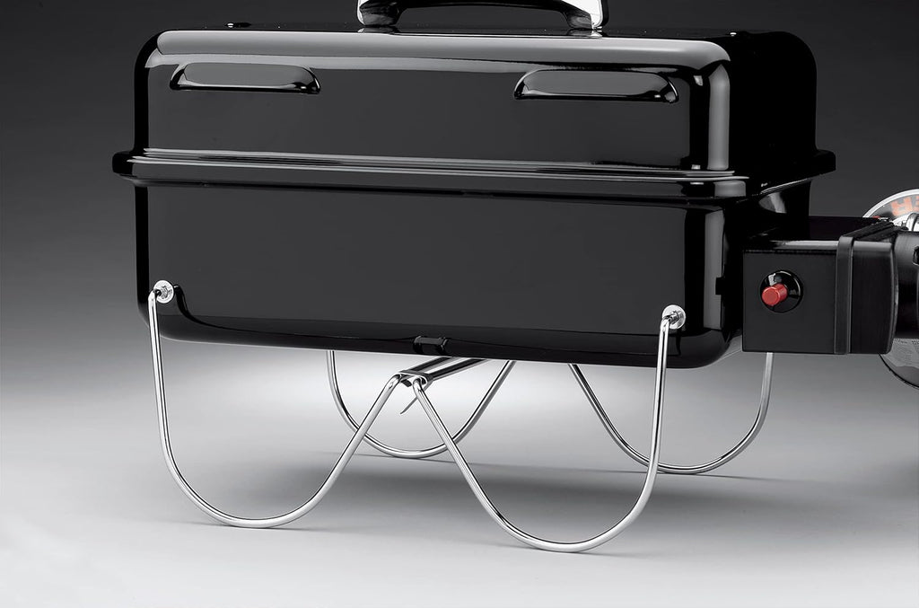 Weber Barbecue à gaz Go-Anywhere/Barbecue Portable, Pieds repliables, allumage piezo, revêtement Durable, Barbecue de Camping léger et Compact pour l'extérieur, Surface de Cuisson 42 x 26cm, Noir