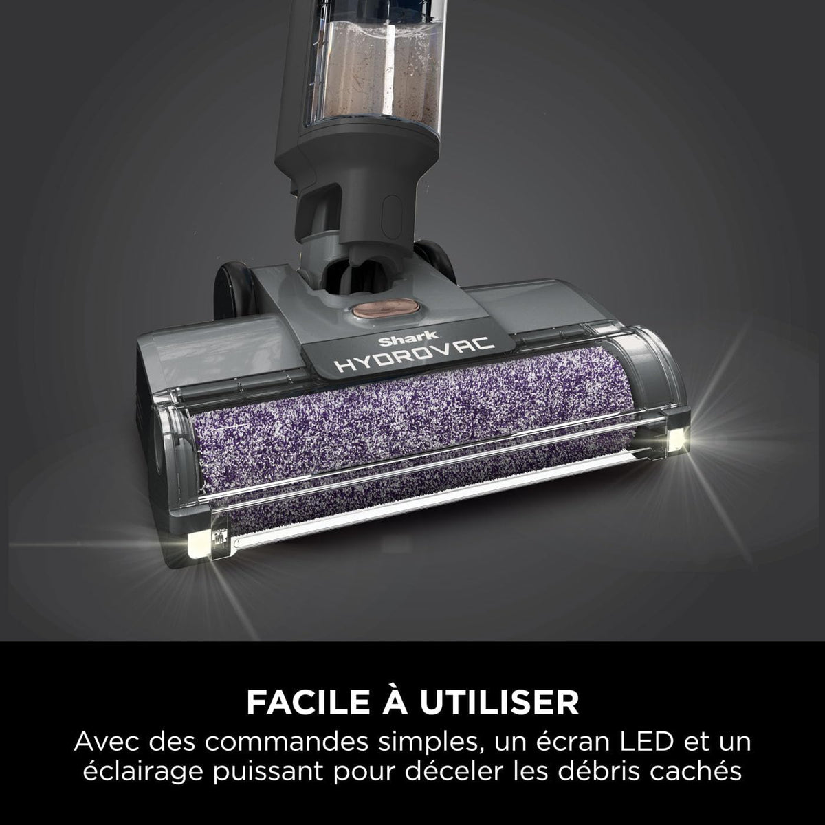 Shark HydroVac Nettoyeur sans fil sols durs, brosse roulante antimicrobienne et solution multi-surfaces neutralisant les odeurs, autonettoyant, aspire,nettoie saletés humides et sèches, gris,WD210EUCP