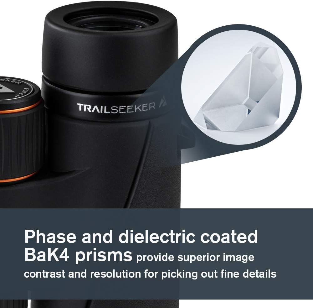 Celestron 71404 TrailSeeker 8x42 BaK-4 Prism Binoculars, Black