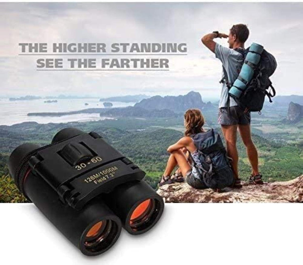 Télescope Jumelles Haute Puissance 30x60 Jour et Nuit Camping Voyage Vision Longue-Vue 126m / 1000m Jumelles Pliantes Optiques Télescope intérieur/extérieur
