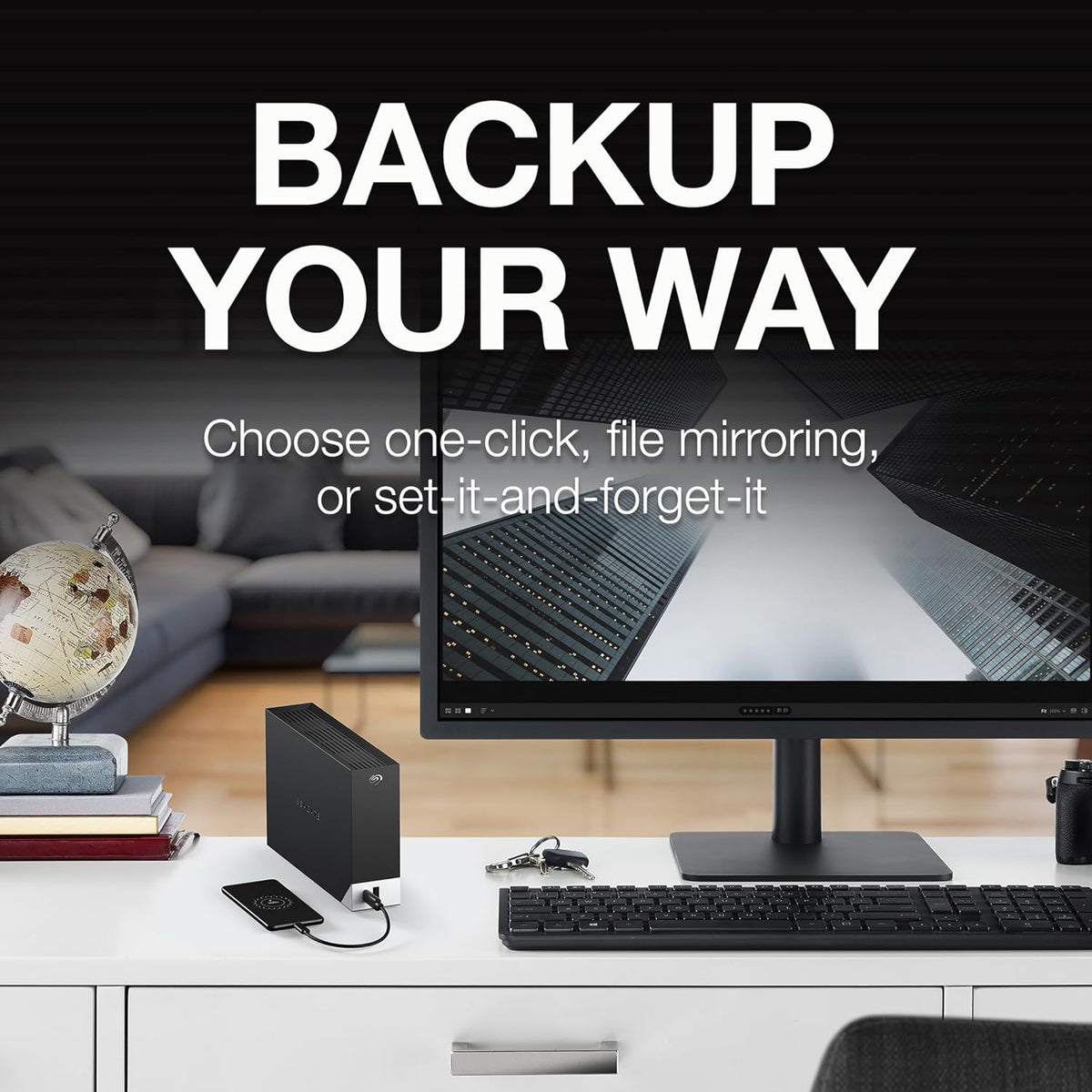 Seagate One Touch Hub 6To, Disque Dur Externe, USB 3.0, pour PC, ordinateur portable et Mac, Services Rescue (STLC6000400)