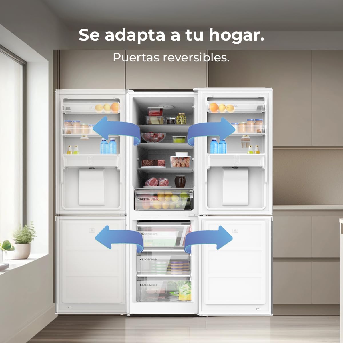 Cecotec Bolero CoolMarket Réfrigérateur Combiné 2 Portes Combi 296 DF WD Inox E. 296L, 60cm de Largeur, Fonctions FastCooling, FastFreezing et DeFrost, Intérieur LED, Distributeur d'Eau Intégré, Inox