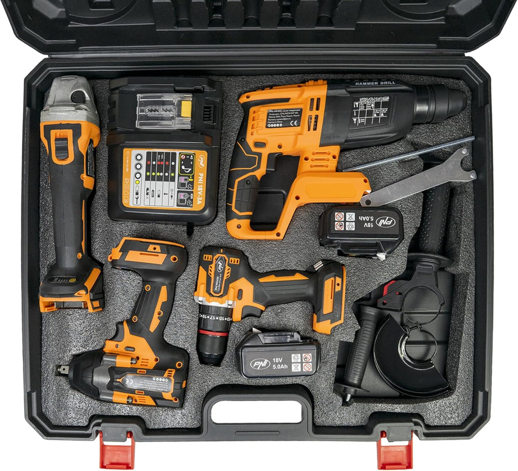 Kit d’outils électriques PNI WK450 avec batteries 18V 5.0Ah, chargeur inclus