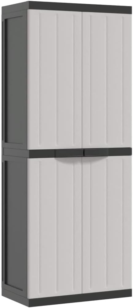 ShGaxin Armoire de rangement extérieure en polypropylène gris et noir 65 x 37 x 165 cm, armoire extérieure de jardin, meubles de jardin extérieur - 364201