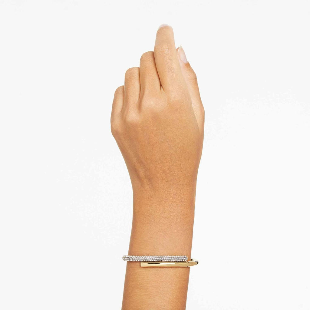 Swarovski Dextera Collection Bangle, Magnetic closure, White, Gold-tone plated