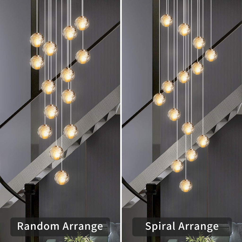 KJLARS Suspensions LED Contemporaine Pendentif Lampe Hauteur Réglable Lustres adapté pour salon table à manger escalier chambre Plafonniers lampe suspendue 14 lumières-rectangle
