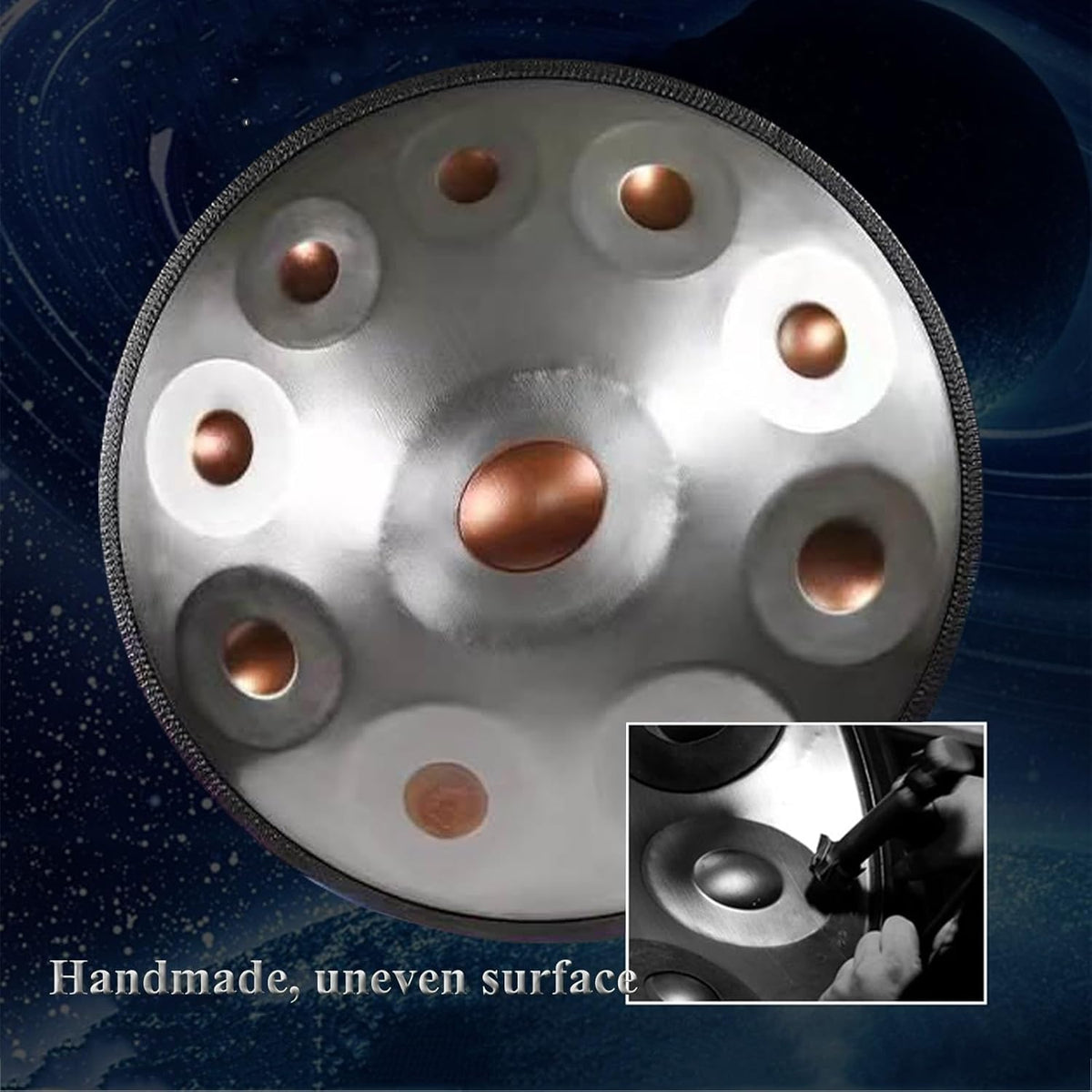 ORANGES Handpan 440Hz/432Hz Meditation Instrument D Minor Tambour à Main Professionnel Cadeau Handpan Drum en Acier avec Sac de Transport and Trépied (Color : 9 Notes, Size : 432Hz)