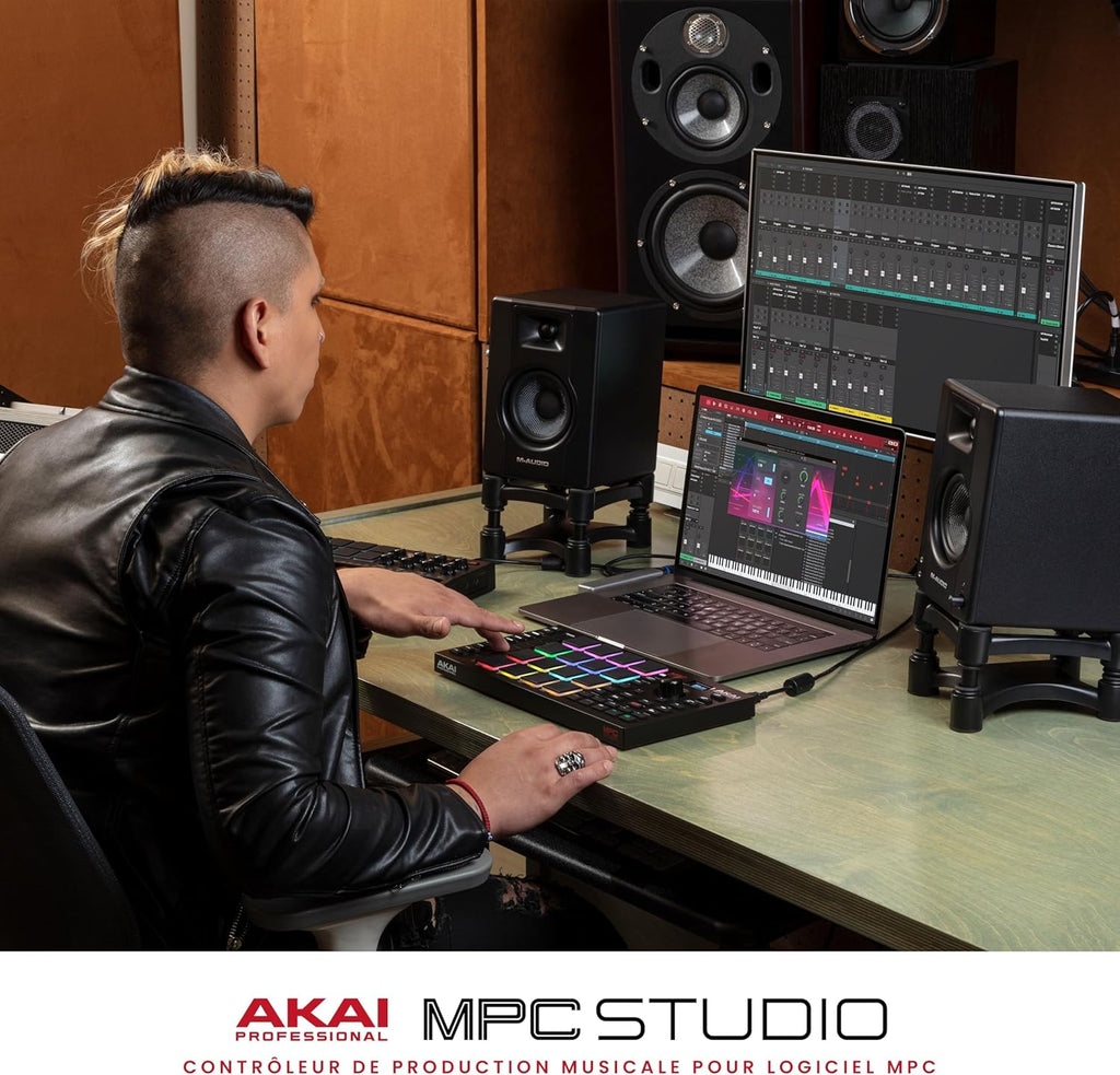 Akai Professional MPC Studio - Contrôleur MIDI Beat Maker avec 16 pads RVB sensibles à la vélocité, logiciel MPC, Touch Strip assignable et écran LCD